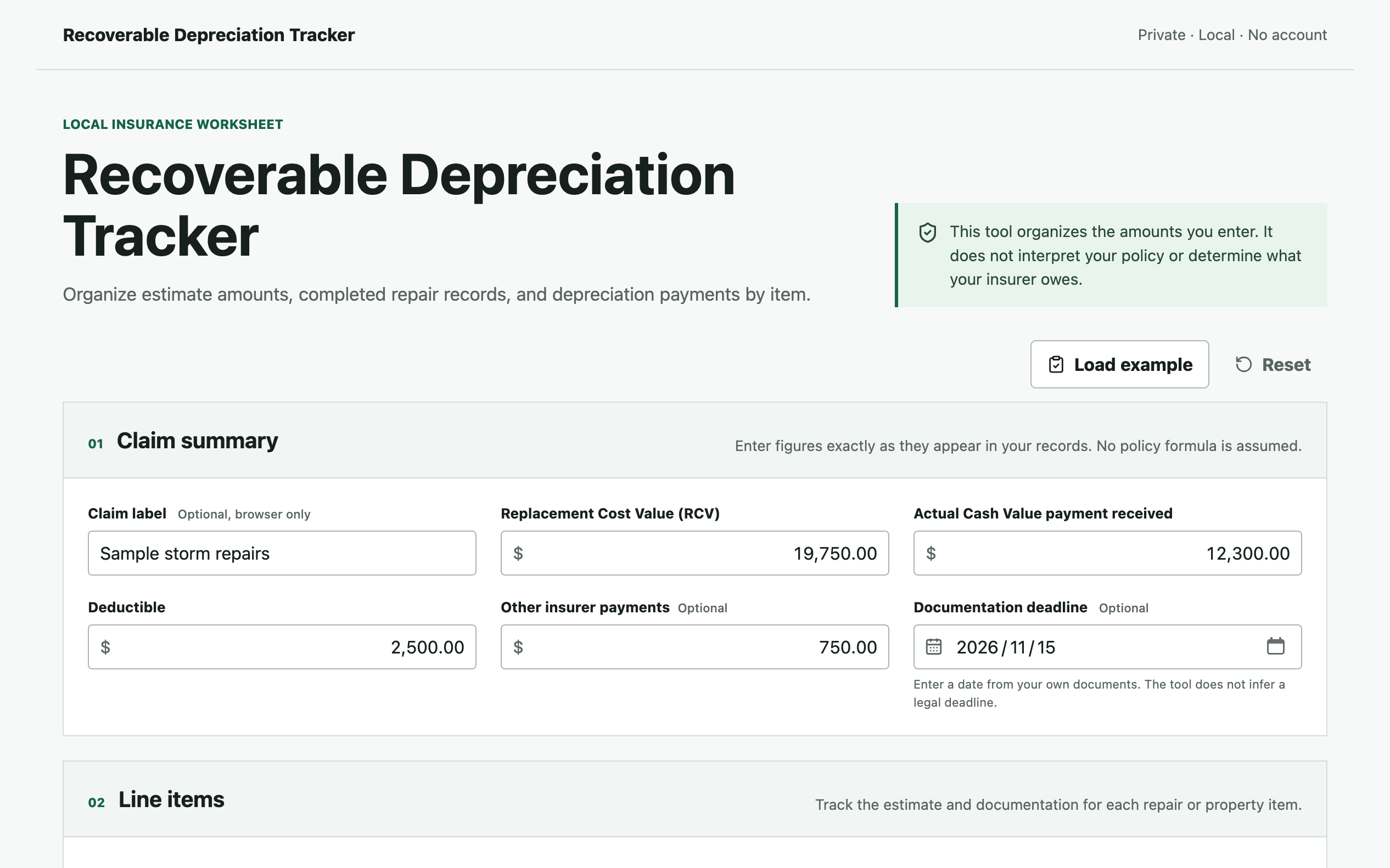Recoverable depreciation tracker preview